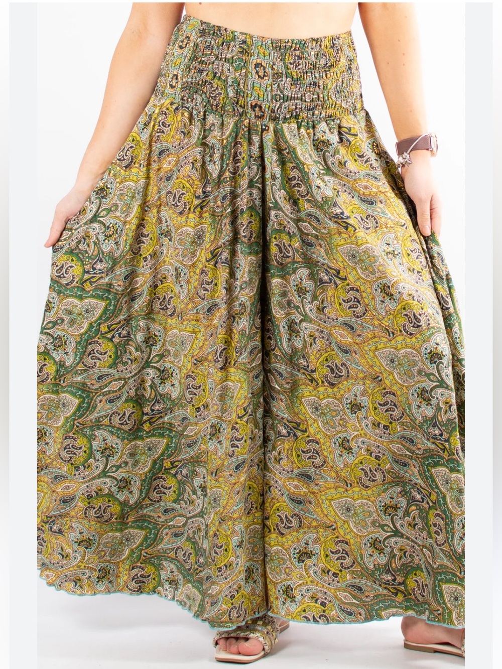 Boho Paisley Wide Leg Palazzo Pants